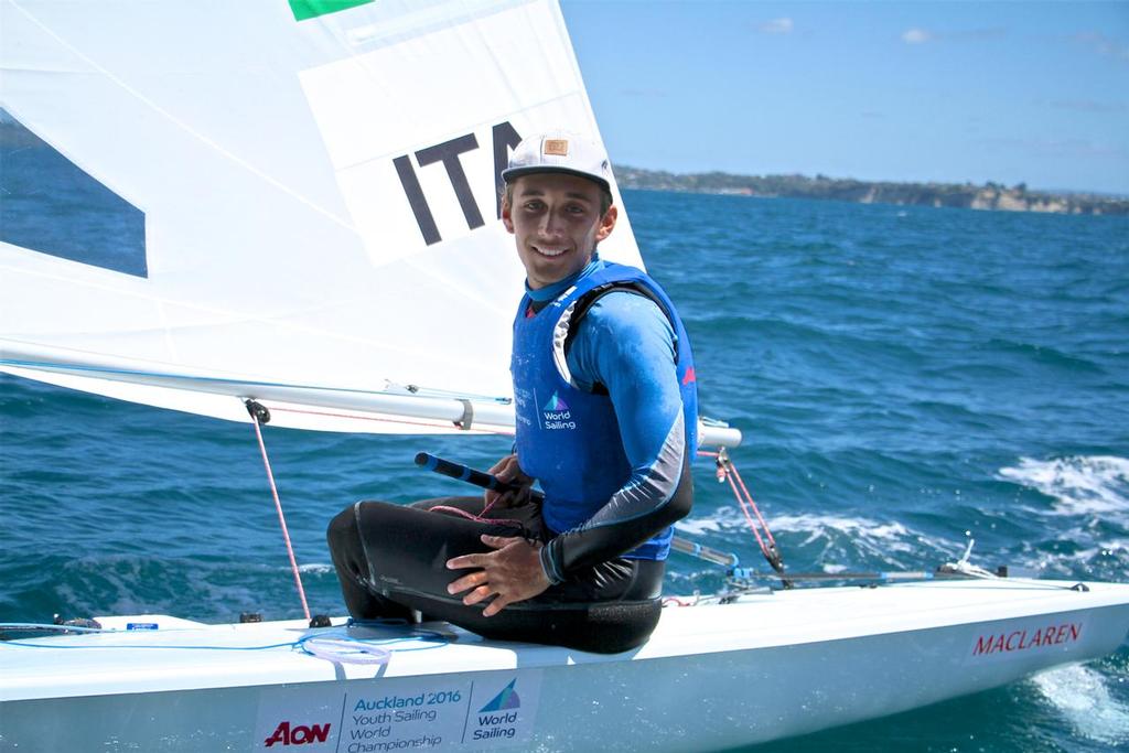 Paolo Georgia (ITA) Silver medalist Boys Laser Radial- Aon Youth Worlds 2016, Torbay, Auckland, New Zealand, Day 5, December 19, 2016 © Richard Gladwell www.photosport.co.nz